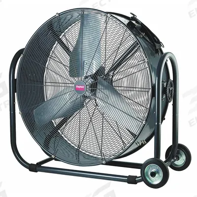 Dayton Portable Fan: 24 in Blade Dia, 120V AC, Mobile, 1/3 hp, Direct Drive - Standard Industrial Floor Fans