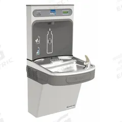 ELKAY Drinking Fountain with Bottle Filler: On-Wall, 8 gph @ 50°F, Stainless Steel, Gray (MPN LZSG8WSSK). Key specifications — Brand: ELKAY; Housing Material: Stainless Steel; Filter Access: Bottom Panel Access; Housing Finish: Plain; Chilling Capacity: 8 gph @ 50°F; Housing Color: Gray.