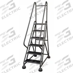 COTTERMAN Rolling Ladder: 4.5 ft Platform Ht, Partially Assembled, Steel, Wt-Actuated Auto-Lock (MPN ST-621 A2 C1 P5). Key specifications — Includes Handrails: Handrails Included; Material: Steel; Brand: COTTERMAN; Color: Gray.