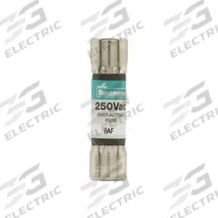 BUSSMANN Fuse: BAF Series, Midget, Fast-Acting, 6 A, 250 V AC, 13/32 in x 1 1/2 in, Non-Indicating (MPN BAF-6). Key specifications — attr1287209: BAF; attr211192: BUSSMANN.