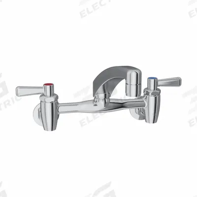 ELKAY Handle-Operated Faucet: Elkay, Brass, Centerset, Wall, 2 Mounting Holes - Centerset Kitchen Faucets