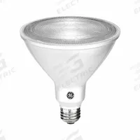 GE LAMPS Compact LED Bulb: LED, PAR38, Medium Screw (E26), 18 W Watt, 2700K, 1,550 lm Light Output (MPN LED18DP38ROW927/25). Key specifications — Bulb Finish: Clear; Color Temperature: 2700K; Shatter-Resistant: No; Brand: GE LAMPS; Voltage: 120V AC; Bulb Shape: PAR38.