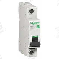 SCHNEIDER IEC Supplementary Protector: 0.5 A Amps, 60V DC, 14kA at 120/240V AC, Screw Clamp, C60SP (MPN M9F23170). Key specifications — Brand: SCHNEIDER; Terminal Connection: Screw Clamp; DC Voltage Rating: 60V DC; Max. AIR Rating: 14kA at 120/240V AC; Series: C60SP; AC Voltage Rating: 240/415V AC; Curve Type: D.