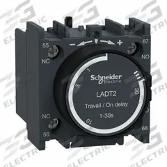 SCHNEIDER ELECTRIC IEC Timer Module: On Delay, 0.1 sec – 30 sec, 1NO/1NC (MPN LADT2). Key specifications — Maximum Voltage Rating: 690V AC; Mounting: Front; Brand: SCHNEIDER; Compatible with Series: TeSys Deca.