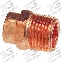 NIBCO Sweat Fitting Adapter: 1/2 in CTS x 1 in Pipe, Cup x MNPT, Wrot Copper (MPN 604R 1/2x1)
