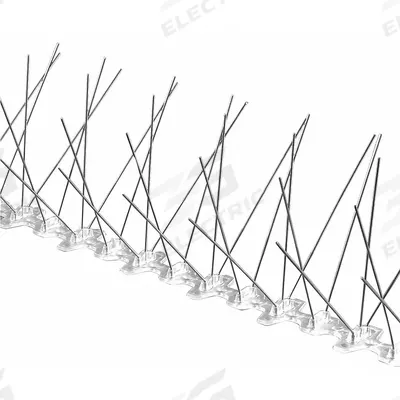 BIRD BARRIER Bird Repellent Spikes: Wide, Plastic Base, Silver, 100 ft Overall Lg - Bird Spikes