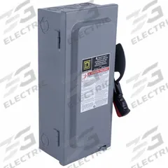 SQUARE D Safety Switch: Non-Fusible, 100 A, Three Phase, 600V AC, Galvanized Steel, Indoor (MPN HU463). Key specifications — attr867131: SQUARE D.