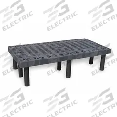STRUCTURAL PLASTICS Dunnage Rack: Assembled, Snap-Together, 12 in x 24 in x 48 in, Polyethylene (MPN D4824). Key specifications — Color: Black; Brand: STRUCTURAL PLASTICS; Material: Polyethylene; Assembled: Assembled; Method of Construction: Snap-Together; Included: Shelf.
