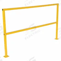 VESTIL Safety Handrail: Toe Board Not Included, 4 in x 4 in, Bolt-On Rail Mounting, 2 Rail Levels (MPN SQ-72). Key specifications — Product Type: Handrail Section; Brand: VESTIL; Color: Yellow; Handrail Shape: Square; Material: Steel; Number of Rail Levels: 2; Rail Mounting Style: Bolt-On.