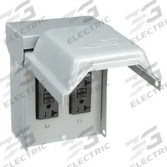 GE Unmetered Surface Power Outlet: 20 A, 120V AC, 5-20R, Includes GFCI (MPN U012010). Key specifications — attr952388: GE; attr981144: Yes; attr981149: Steel; attr981159: 3R.