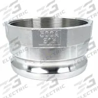 Cam and Groove Adapter: 5 in Coupling Size, 5 in-8 Thread Size, 75 psi Max. Working Pressure @ 70 F (MPN PLE91). Key specifications — Thread Size: 5 in-8; Fitting Type: FNPT; Includes Locking Arm: No; Body Material: 316 Stainless Steel; Brand: APPROVED VENDOR.