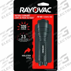 RAYOVAC Flashlight: 320 lm, 3.5 hr Run Time at Max. Brightness, 170 m Max Beam, 2 Light Outputs (MPN RN3AAA-BA). Key specifications — Brand: RAYOVAC; Switch Location: Tail; Battery Requirements - Broad: Includes 3 AAA.