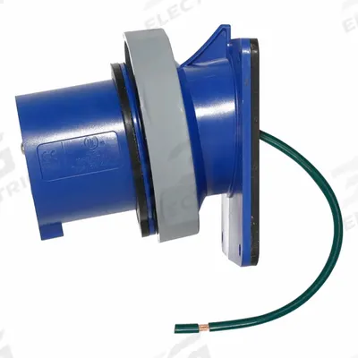 LEVITON Pin and Sleeve Inlet: Blue, 120/208V AC, Three Phase, 30 A, 4 Pole, 5 Wire - Washdown-Rated Inlets