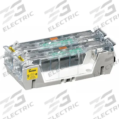 BUSSMANN Fuse Block: Open Block Design, 2 Pole, 600 V AC, Box Lug - Fuse Blocks for UL Class H & K Fuses