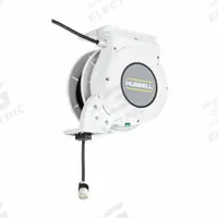 HUBBELL WIRING DEVICE-KELLEMS Extension Cord Reel: Ratchet Lock, 45 ft Cord Lg, 12 AWG, SJO, 5-20P (MPN HBLM45123C20). Key specifications — Retractable Cord Ending NEMA Configuration: 5-20R; Feeder Cord Ending NEMA Configuration: 5-20P; Brand: HUBBELL WIRING DEVICE-KELLEMS.