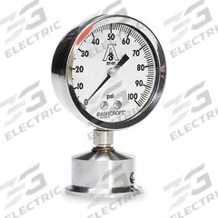 ASHCROFT Pressure Gauge: 0 psi to 60 psi, 2 1/2 in Dial, 1 1/2 in Tri-Clamp, Bottom, ±1.50% Accuracy (MPN 25-1032S-15L-60). Key specifications — Brand: ASHCROFT; Case Material: 316L Stainless Steel; Lens Material: Polycarbonate; Pressure Gauge Type: Sanitary Pressure Gauge; Accuracy: ±1.50%; Includes Calibration Certificate: No; Series: 1032S; Vibration Resistance: Dust Resistant.