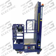 BALLYMORE Mobile Personnel Lift: Battery, Push-Around, 12 ft Elevated Platform Ht, 17 in x 29 in (MPN PS-12). Key specifications — attr1045274: BALLYMORE; attr1045277: Platform Extension.