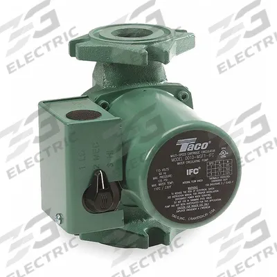 TACO Hydronic Circulating Pump: 1/20 hp HP, 115V AC, Cast Iron, 3, 30 gpm, 11 ft Max. Head - General-Purpose Inline Circulator Pumps