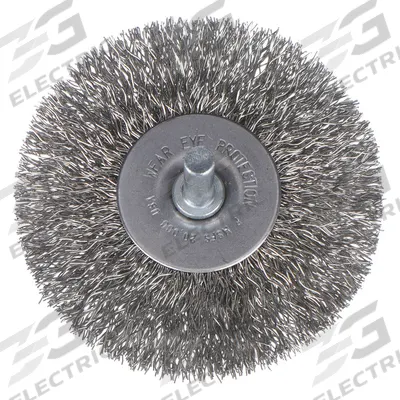 WEILER Wire Wheel Brush: Crimped Stainless Steel, 3" Dia x 1" Wd, 1/4" Shank - Light-Cleaning Brushes for Stainless Steel