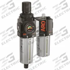 ARO Filter/Regulator/Lubricator: 1/2 in NPT, 172 scfm, 140 psi Max Op Pressure, 5 micron, Metal Bowl (MPN C38341-611). Key specifications — attr109588: 2000; attr109524: ARO.