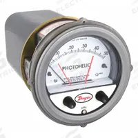 DWYER Differential Pressure Gauge & Switch: Single-Side, 1/8 in NPT Female, ±3% Gauge Accuracy (MPN A3000-0). Key specifications — Series: A3000 Photohelic; Housing Material: Die Cast Aluminum; Certificate of Calibration: Not Included; Gauge Accuracy: ±3%.