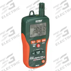 EXTECH Moisture Meter: Digital, LCD, Pin/Pinless, Carrying Case/Pin Moisture Probe, Wood (MPN MO290). Key specifications — attr999354: Digital; attr1009284: Flat Pinless; attr1009272: Built-In Material Library; attr999347: Wood; attr999350: LCD; attr999383: ±3%; attr999345: EXTECH.