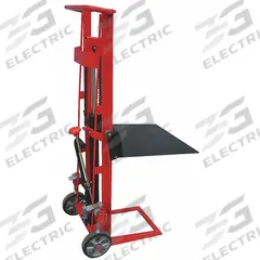DAYTON Platform Lift Truck: 750 lb, 1/2 in to 54 in, Steel, 22 in L x 22 in W Platform, Foot Pump (MPN 2MPU5). Key specifications — Brand: DAYTON; Caster/Wheel Configuration: (2) Axle-Mounted.