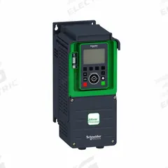 SCHNEIDER Variable Frequency Drive: In Phase Three, Out Phase Three, 7 1/2 hp, IP21, No Bypass (MPN ATV930U55N4). Key specifications — Style: Compact; Color: Black/Green; Output Phase: Three.