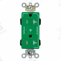 LEVITON Plugs and Receptacles: Duplex, 5-20, Green, 125V AC, 20 A, 2 Pole / 3 Wire (MPN MT163-2GN)