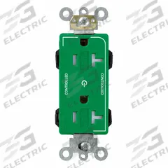 LEVITON Plugs and Receptacles: Duplex, 5-20, Green, 125V AC, 20 A, 2 Pole / 3 Wire (MPN MT163-2GN)