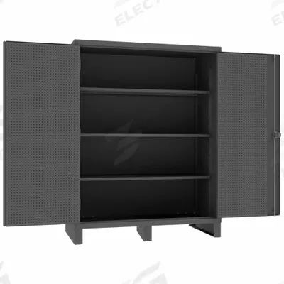 DURHAM MFG Pegboard Cabinet: 60 in x 30 in x 78 in, Swing Handle & Padlock Hasp - Industrial Shelf Cabinets with Pegboards