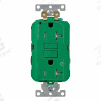 LEVITON Plugs and Receptacles: Duplex, 5-20, Green, GFCI, 125V AC, 20 A, 2 Pole / 3 Wire (MPN G5362-2TN)