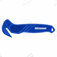 WESTWARD Hook-Style Safety Cutter: 6 5/8 in Overall Lg, Contoured Handle, Textured, Steel, 10 PK (MPN 793LG5). Key specifications — attr307620: Blue; attr307617: Contoured; attr307618: Textured; attr307619: Steel; attr307627: Includes Tape Splitter; attr307634: Smooth; attr324885: WESTWARD.