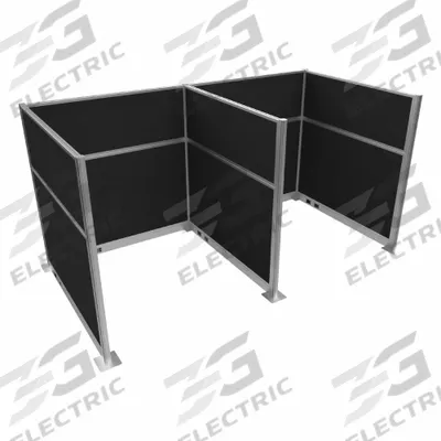 VERSARE Cubicle Kit: 72 in Overall Ht, 72 in Overall Wd, 5 Panels, Black - Modular Cubicle Walls