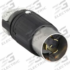 HUBBELL Locking Plug: Non-NEMA, Black/White, 250V DC/600V AC, 50 A, 3 Pole, 4 Blade (MPN HBL7765C). Key specifications — Brand: HUBBELL.