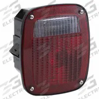 GROTE Stop/Turn/Tail Light: LED, Stop, Turn, and Tail Combo Light, Clear/Red, Square, Metri-Pack (MPN 53630). Key specifications — Standards: FMVSS 108; Electrical Connection: Metri-Pack; Brand: GROTE; Installation Type: Permanent; Lens Color: Clear; Mount Type: Stud; Lighting Technology: LED; Light Type: Stop, Turn, and Tail Combination Light.