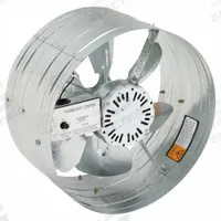Attic Exhaust Fan: Gable Mount, Electric Motor, Max. 1,630 sq ft Attic, 1,140 cfm Max., Thermostat (MPN 10W193). Key specifications — Includes: Metal Housing; Includes Humidistat: No; Includes Shutter: No; Includes Thermostat: Yes; Mounting Location: Gable; Nameplate Voltage: 120V AC; High-Efficiency Motor: No; Brand: DAYTON.