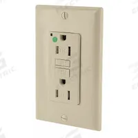 LEVITON GFI Receptacle: Hospital Grade Fed. Spec., Decorator Duplex, 5-15R, Ivory, GFCI, 125V AC (MPN GFTR1-HGI)