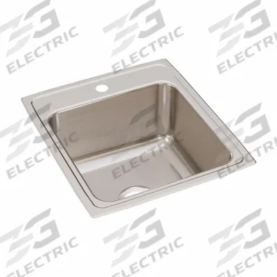 JUST MANUFACTURING Bowl Drop-In Sink: 22 in Overall Lg, 19 1/2 in Overall Wd - One-Bowl Counter-Mounted Kitchen & Bar Sinks without Faucets