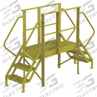 TRI-ARC Crossover Bridge: 2.5 ft Platform Ht, Steel, 1,000 lb Load Capacity, Perforated, 3 Steps (MPN 7CY92). Key specifications — Brand: TRI-ARC; Color: Yellow; Tread Type: Perforated.