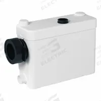 SANIFLO External Macerator: Plastic, Single Phase, 1/2 hp, 110V AC, 17 gpm Flow Rate @ 10' of Head (MPN 011). Key specifications — Impeller Material: Thermoplastic; Rated Voltage: 110V AC; Brand: SANIFLO; Discharge Orientation: Vertical; Switch: Diaphragm.