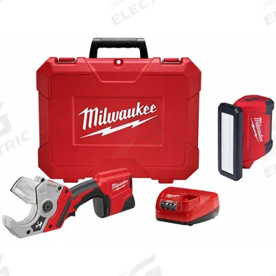 MILWAUKEE Shear Kit and Flood Light: M12 REDLITHIUM, 2 in Max. Pipe Dia. - Milwaukee Pipe & Tube Cutters