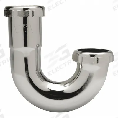 ZURN Bend: Brass, Chrome-Plated, Silver, 1 1/2 in Nominal Pipe Size - J-Bends