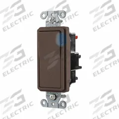 HUBBELL Wall Switch: Rocker Switch, Single Pole, Maintained, Brown, 120/277V AC, 20 A (MPN DS120STIL). Key specifications — Illuminated: Yes; Voltage Rating: 120/277V AC.