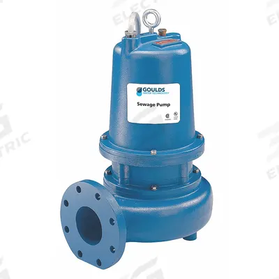 GOULDS Sewage Ejector Pump: Cast Iron, Three Phase, 5 hp, 200V AC - Non-Clog Sewage Ejector Pumps