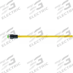 Cordset: 7/8" Female Straight x Bare Wire, 3 Pins, Yellow, PVC, 10 m Cable Lg, 12 A Max Current (A) (MPN 7700-A3021-UBB1000). Key specifications — Cable Jacket Color: Yellow; Cable Jacket Material: PVC; IP Rating: IP68; Wire Size: 16 AWG; Brand: MURRELEKTRONIK.