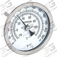 APPROVED VENDOR Dial Thermometer: 0°F to 250°F /-20°C to 120°C, 12 in Stem Lg, 3 in Dial Dia (MPN 1NFX9). Key specifications — Accuracy: ±1 % @ 41 to 200 °F, ±1.5 % Otherwise; Brand: APPROVED VENDOR.