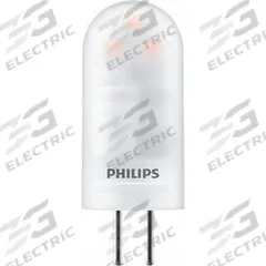 PHILIPS Compact LED Bulb: LED, 2-Pin (G4), Capsule, 12 V, 2 W Watt, 200 lm Light Output (MPN 2T3/G4/830/ND 12V 6/1PF). Key specifications — Brand: PHILIPS; Voltage: 12 V; Bulb Shape: Capsule.