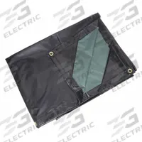 APPROVED VENDOR Tarp: 7.5 ft Lg, 5.5 ft Wd, Heavy Duty, 15 mil, Vinyl, Black/Green, 13 oz/sq yd (MPN 2ZJ56). Key specifications — Color: Black; Brand: APPROVED VENDOR; Resistance Properties: Flame Retardant.