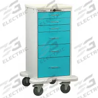 LAKESIDE Compact General Medical Supply Cart with Drawers: Steel, (2) Swivel/(2) Swivel with Brake (MPN ST-630-P-2TL). Key specifications — Material: Steel; Drawer Color: Light Green; Brand: LAKESIDE; Caster/Wheel Configuration: (2) Swivel; Cabinet Color: Gray.